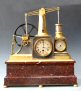 A Guilmet industrial clock, a flywheel pump timepiece with barometer and thermometer, 1890. 
